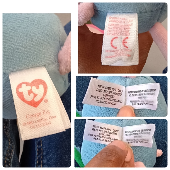 TY Peppa Pig GEORGE THE BROTHER PIG W/ DINOSAUR 7.5" Plush STUFFED ANIMAL Toy - Picture 14 of 14